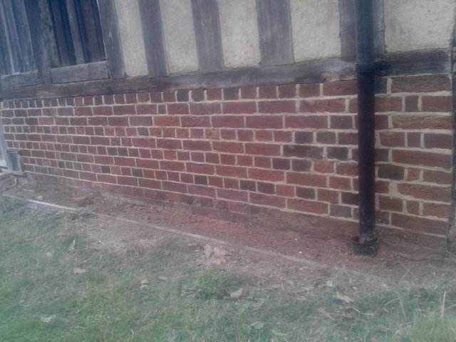 Progress of repaired brickwork & re-pointing using lime mortar